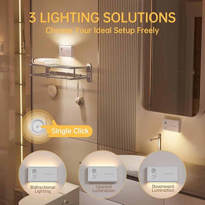 Rechargeable Motion Sensor Light Indoor, Dimmable Warm White LED Night Light, Magnetic, Adjustable Emission Direction for Hallway, Stair, Toilet, and Under Cabinet Lighting, (3 Pack)