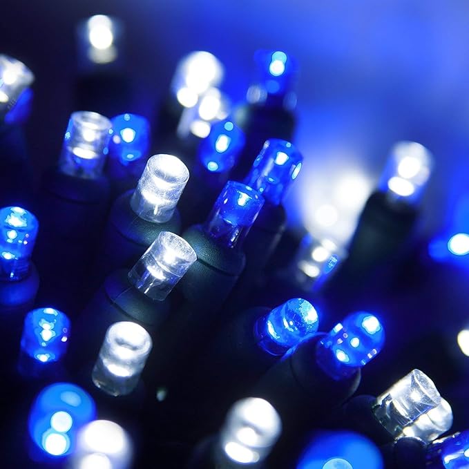 Wintergreen Lighting 70 Count 5mm LED Blue and Cool White Christmas Lights