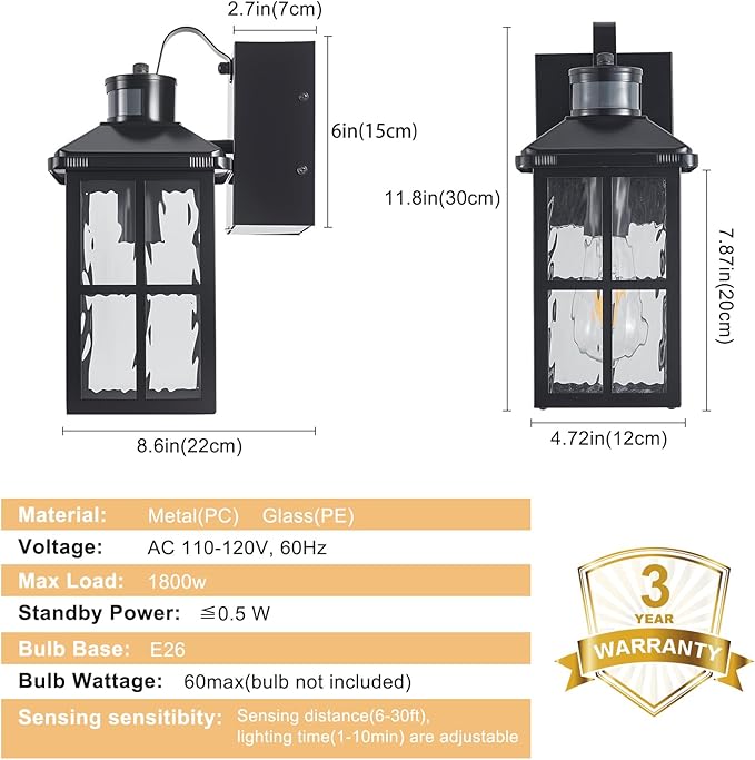 Porch Light with GFCI Outlet with Remote, Dusk to Dawn Outdoor Lighting with Outlet, Upgraded 4 Lighting Modes Motion Sensor Outdoor Lights, Waterproof Outside Lights for House Patio Garage Front Door