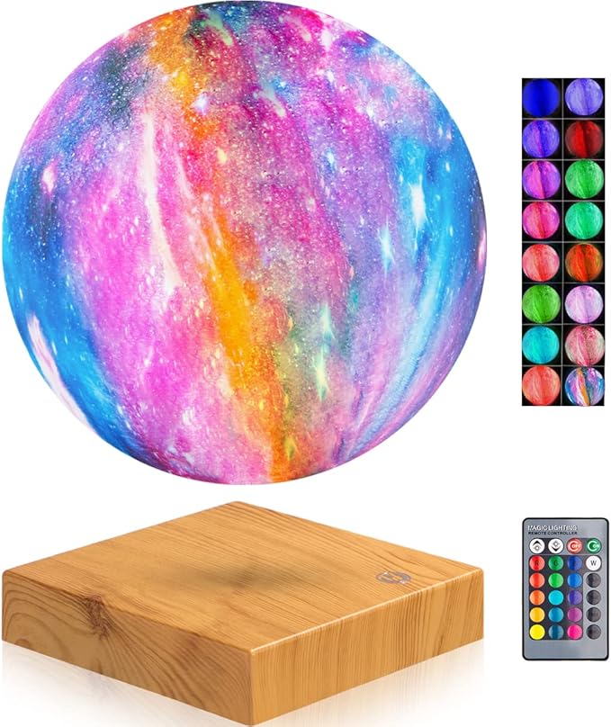 VGAzer Levitating Moon Lamp,16 Colors Galaxy Moon Lamp 5.9 Inch 3D Moon LED Light with Remote Control for Home Office Decor,Unique Gifts for Teen Girls/Boy/Kid/Adults (Square Base)