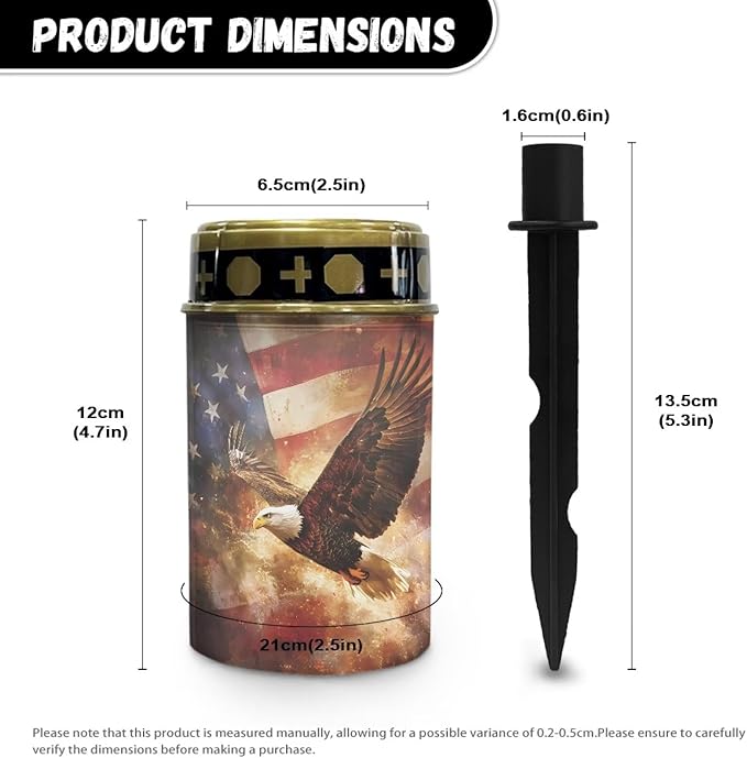 Eagle Flag USA Flag Prayer Cemetery Solar Lights for Grave Cemetery Decor Candle Lamp Cross and Floral Grave Solar Lights