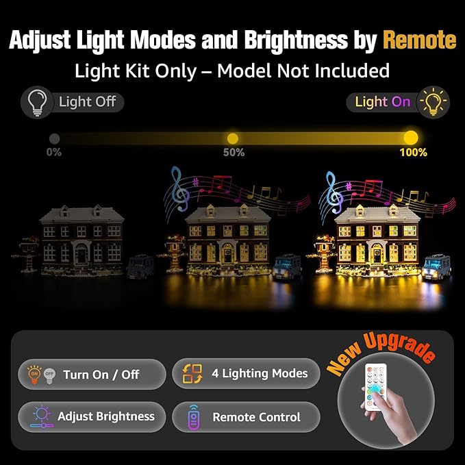 BrickSoul Ultimate Light Kit for Lego 21330 Home Alone House Building Set | Upgraded Wireless Dimming, Multi-Zone Lights & Selectable Sound Effects | Hidden Cable Tech (21330 Set NOT Included)