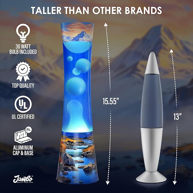 JAMBO 15.5" River Oasis Lamp, Beautiful Lamp for Living Room Office Bedroom Kitchen, Night Light Nightlight for Adults, Teens and Kids, Relaxing Liquid Motion Light, Mood Light, Home Decor