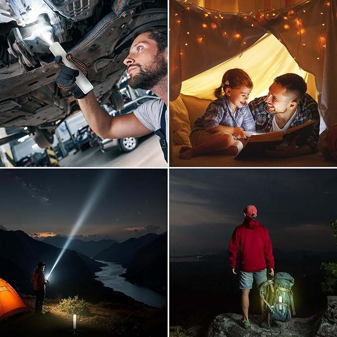 Folding Rechargeable Camping Light with Stand,Allspark Collapsible Waterproof Hanging Tent Lantern,Magnetic Dimmable Portable Power Supply Lamp with Detachable Tripod for Power Outage,Hurricane,Hiking