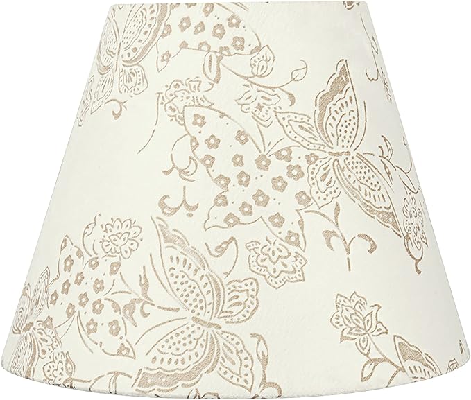 Aspen Creative 58903A, Empire Uno Lamp Shade in Cream with Butterfly Pattern, 5" Top x 9" Bottom x 7" Slant Height, Slip UNO 33mm