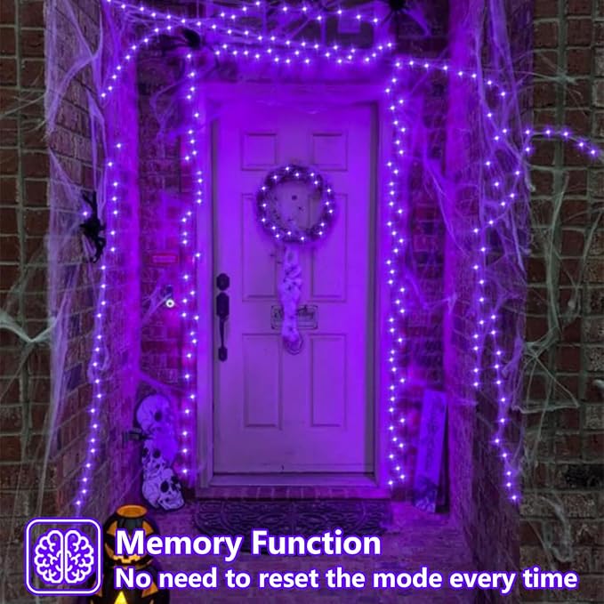 QITONG 165ft 500 LED Purple String Lights, Christmas Lights Outdoor Waterproof with 8 Modes, Green Wire Twinkle Lights Plug in Indoor