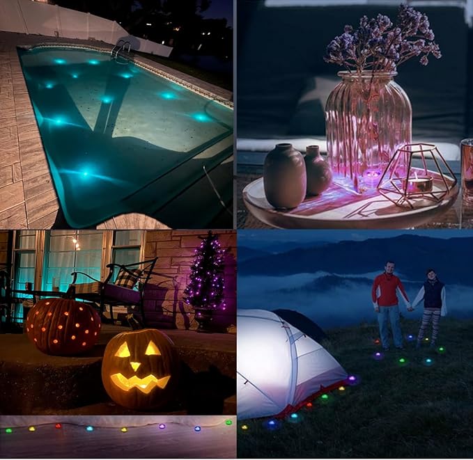 KEMANI Mini Submersible Led Lights,10pcs Small Underwater Tea Lights Candles Waterproof with 2 Remote Battery Operated, RGB 13 Multicolor Changing for Wedding Home Party Festival Decoration