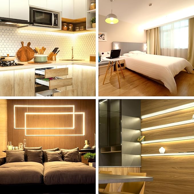 16.4ft COB LED Light Strip 3000K Warm White Dimmable DC 24V Flexible LED Tape Light for Bedroom, with Remote and app Control LED Strip Lights,for DIY Decoration