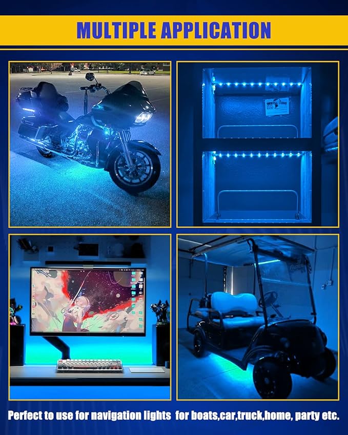 Car LED Strip Light,Auto Led Light Strip 30CM 15 SMD IP67 Waterproof Auto Interior Lights for Home Decoration Car Motorcycles Boat Golf Cart Truck with 3M Tape