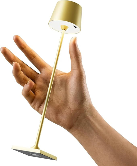 Compact Cordless Table Lamp, Rechargeable LED Night Light, Dual Light Source (RGB Top & Warm Bottom), Touch Control & Timer, Metal Lamp for Bedroom & Kids Room (Golden 1-Pack)