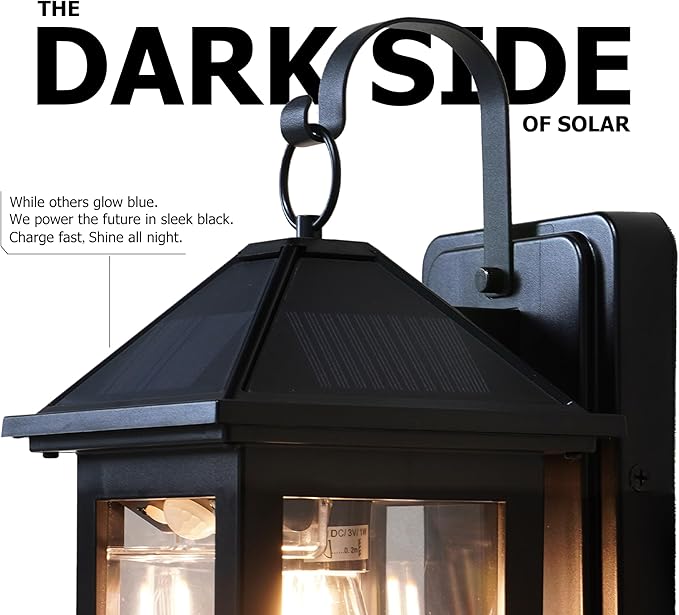 2 Pack Solar Outdoor Wall Lights for Fence Front Door Waterproof Dusk to Dawn Motion Sensor LED Sconce with 3 Modes,3000K E26 Bulb Included,Exterior Porch Lamps Wall Mount Patio Decorative