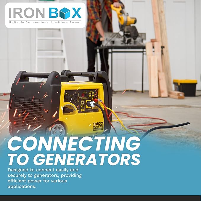 IronBox Electric - NEMA 6-15 Adapter Extension Power Cord - Rated for 15A/250V - 14 AWG Jacket - Heavy Duty Extension Cable - Weatherproof Design - Ideal for Indoor and Outdoor Use (10 feet, Build)