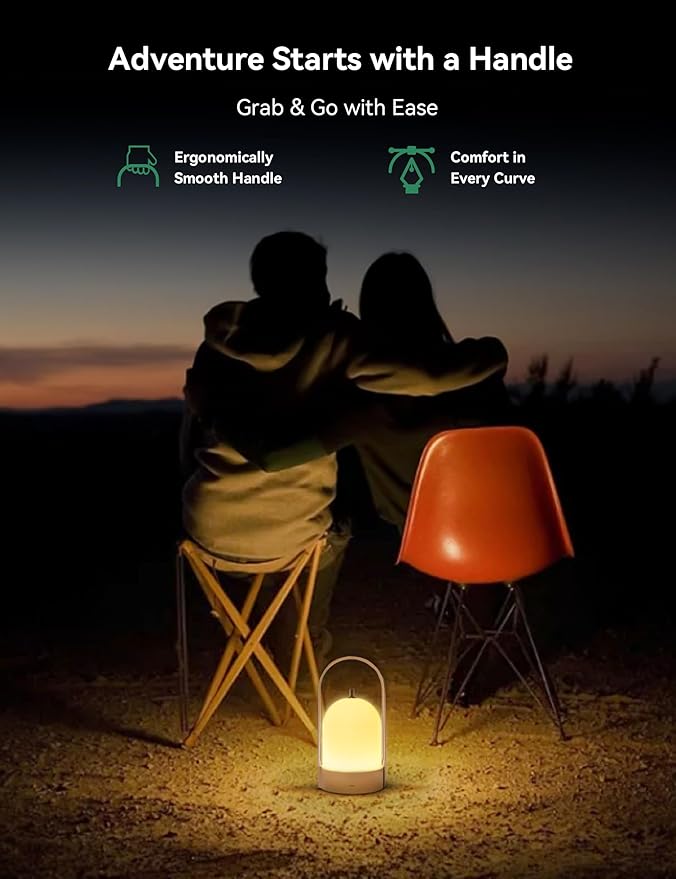 Tubicen Portable Lamp, Battery Operated Cordless Outdoor Table Lamps Rechargeable, 4-Level Touch Dimmable IP44 Shower Lamp, Night Light for Patio Camping Dining Room Bedroom (White, Regular)