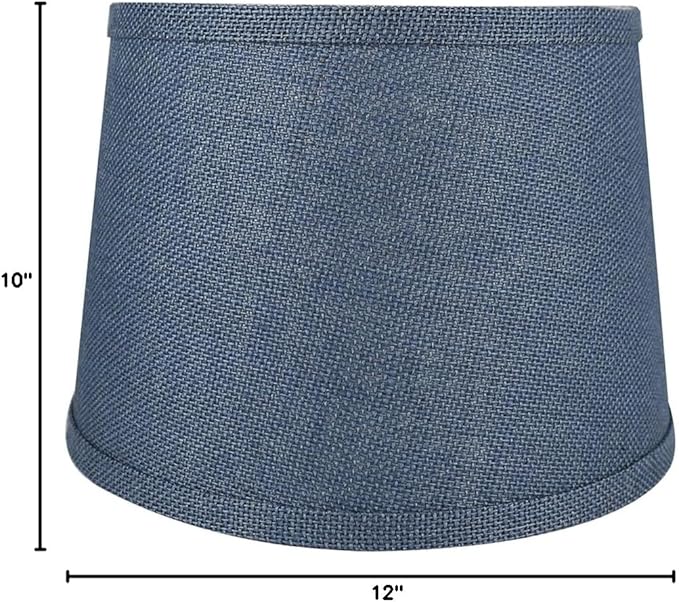 Urbanest French Drum Burlap Lampshade, 10-inch by 12-inch by 8.5-inch, Denim Blue