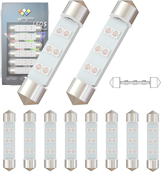 360 deg DC 12V 44mm 578 LED Bulb Pink Purple 211-2 561 562 Festoon LED Car Bulbs for Marine Boat RV Car Interior Map Trunk Lights (Pack 10)