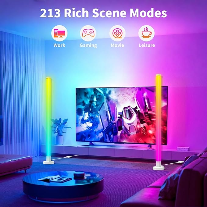 Corner Floor Lamp 2 Pack, Smart RGB Corner Lamp with App and Remote Control, Music Sync Standing Lamp with 16 Million DIY Colors, Modern Ambient Light for Bedroom, Living Room, Gaming Rooms