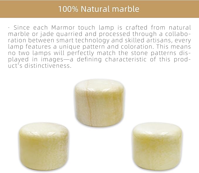 Marble Lamp Night Light Touch Bedside Table Lamp for Bedroom,Type-C Rechargeable Small Desk Bedside Small Lamps,Eye Caring Dimmable LED Ambient lamp (Peach Jade)
