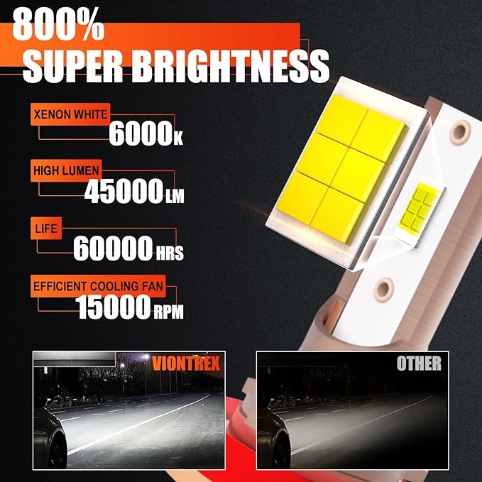 Fits for Toyota Tacoma Light Bulbs(2016-2023) Headlamp Bulbs Kit 6000K White 45000LM Brightness Upgrade Easy-Install Plug-n-Play 6-Pack