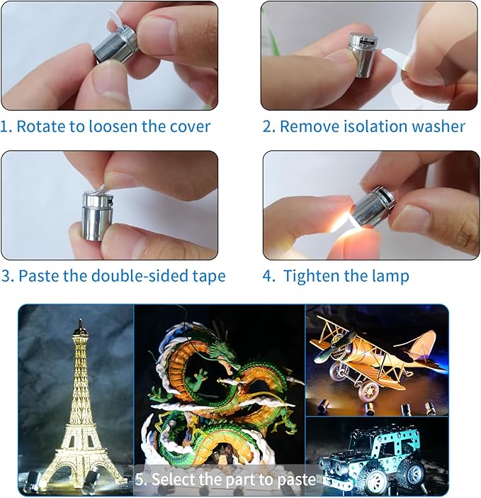 Mini LED Lights, 10 PCS Small Spotlight Battery Operated Tiny SMD Lamp for DIY Craft & Creative Decor. Perfect for Miniatures, Displays, and Custom Projects (Cool White)
