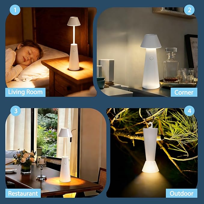 LED Camping Lantern,Cordless Rechargeable Table Lamp with Adjustable Height,3-in-1 Portable Bedside Lamp,2 Color Modes,Small Rechargeable Lamp for Camping,Emergencies, Power Outages,Outdoor Activities