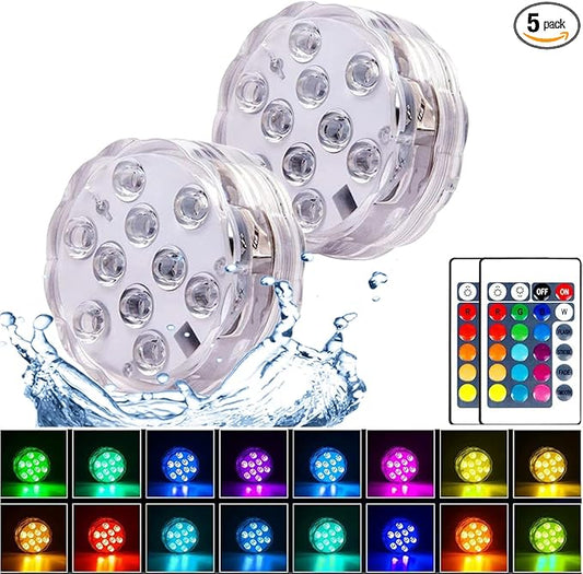 2Pack Submersible LED Lights Waterproof Pool Lights Underwater with 16 Colors, Remote Control for Aquarium, Bath, Hot Tub, Swimming Pool and Party Decoration