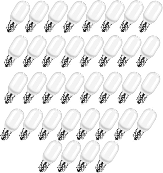 36PCS Christmas Village Replacement Light Bulbs-T20 Replacement Led Light Bulb,E12 Candelabra Base 0.7W 120V LED for Village Houses,Christmas Tree,Dept 56,Halloween Pumpkin Decor Accessories