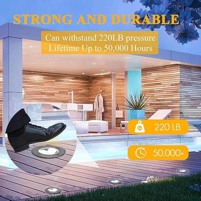 Low Voltage In-Ground LED Well Lights Landscape Lighting 6W 12V 24V Outdoor Landscape Light Waterproof IP67 Pathway Driveway Deck Step Fence Garden Lights