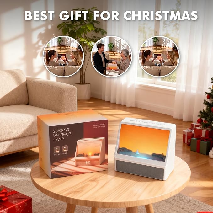 Sunrise Alarm Clock, White Noise Machine Lamp, Wake Up Light with 12 Sounds, Sleep Aid,Dimmable Clock for Adults Kids Bedroom,Bluetooth Speaker