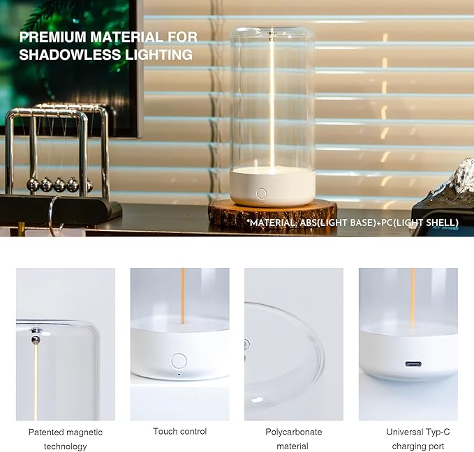 AUGE LIGHT Mini Minimalist Table Lamp Cordless LED Desk Lamp Rechargeable Modern Night Lights Portable Nightstand Lamps Unique Ambient Light Mood Lighting for Bedroom, Beside, Nursery