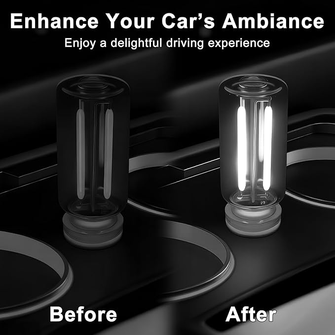 Car USB Night Light Touch Dimmable - 1-Pack Retro LED Filament Lamp for Truck Interior, Bedroom & Camping | Glass Bottle Ambiance Lighting (White)