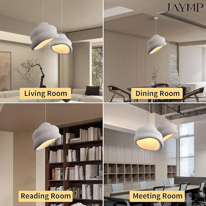 JAYMP Wabi Sabi Pendant Light for Dining Room Kitchen Island Hallway Restaurant Modern Hanging Lamp E26 Base Japanese Style Conch Shape Lighting Fixture, Matte White, 50cm/19.7in