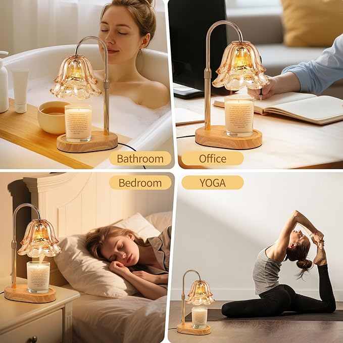 Flower Candle Warmer Lamp with Timer - Dimmable Electric Candle Lamp, Birthday Gifts for Women Mom, House Warming Gifts New Home Decor, Adjustable Wax Wamer Light for Jar Candles, Valentines Day Gift