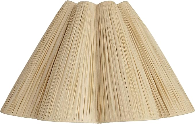 6" Top x 18" Bottom x 10" High x 10" Slant Lamp Shade Replacement Large Tan Wave Empire Farmhouse Tropical Modern Lafite Paper Textured Spider Harp Finial - Springcrest