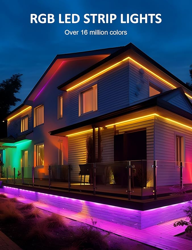 100ft Outdoor Led Strip Lights Waterproof, 480 LEDs Dimmable Outdoor Led Lights with APP and Remote, Music Sync Timing Function RGB Strip Lights for Garden, Pool and Balcony