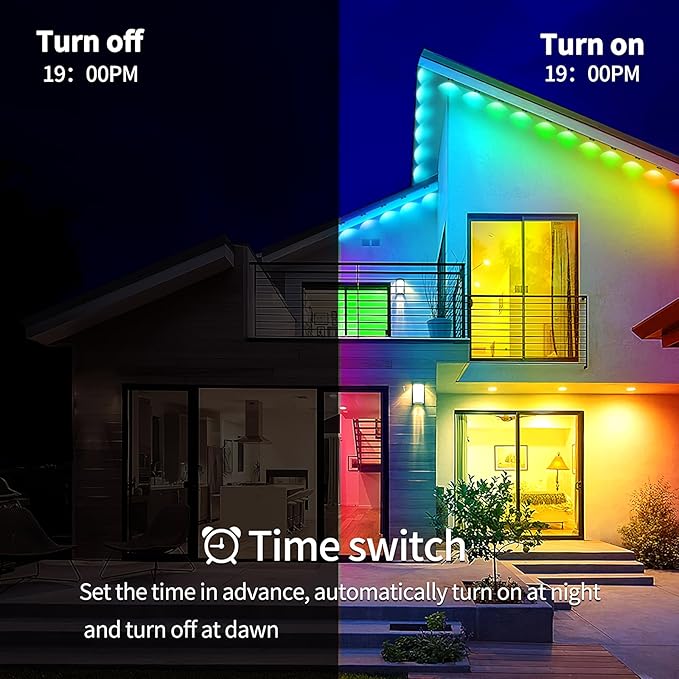 Permanent Outdoor Lights - 150FT Smart Outdoor Eaves Light with App/Remote Control,Music Synchronization, IP67 Waterproof, LED Eaves Lights for Patio/Eave/Party Decorations (150FT)