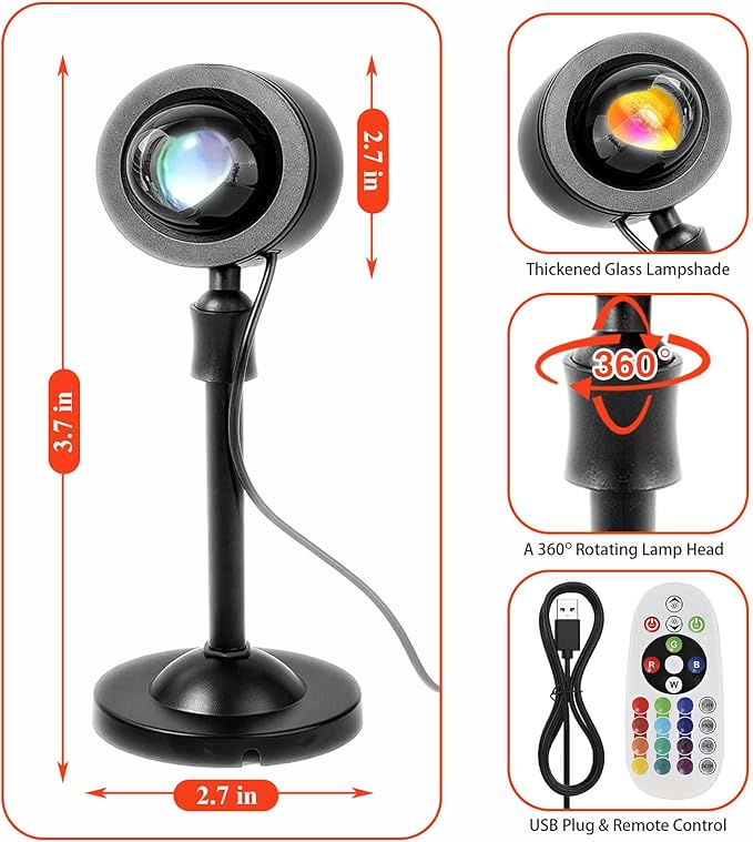 Sunset Projector Lights, 16 Color Changing Heart Projection Lamp with Remote, Valentine's Day Novelty Indoor Lamps, USB Powered Romantic Night Light for Valentine's Holiday Party (Colorful Heart)