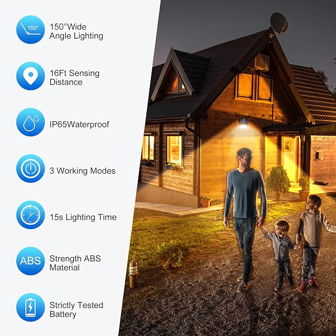 Solar Lights Outdoor, 6 Pack Solar Motion Sensor Outdoor Lights with 3 Lighting Modes, IP65 Waterproof Solar Fence Lights for House (Warm White)