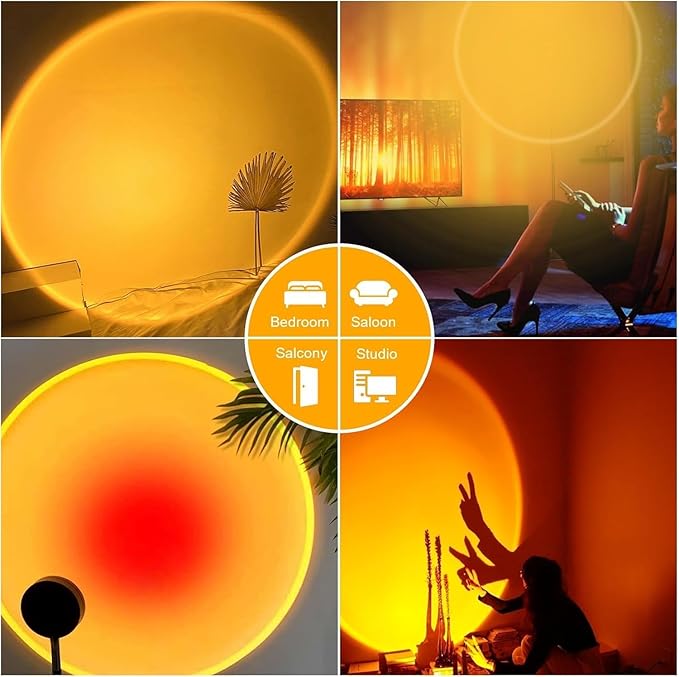 2Pcs LED Sunset Ambient Lamp Night Light,USB Warm Ambient Light,Projector Birthday Party Decoration Portable Mood Light for Bedroom Living