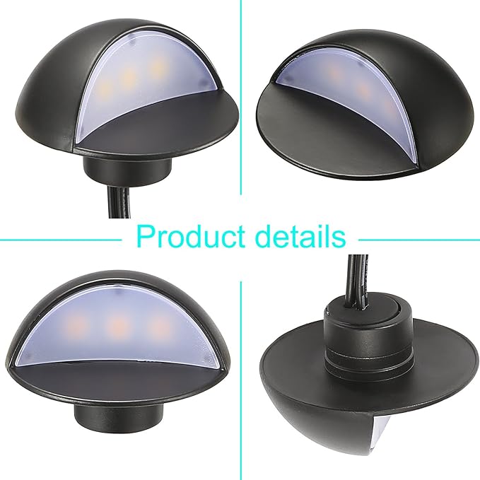 FVTLED LED Deck Lights Kit, Pack of 6 Low Voltage led Step Stair Lights Φ1.97 Outdoor Garden Yard Decoration Lamp Recessed Landscape Pathway Step Stair Warm White LED Lighting, Black
