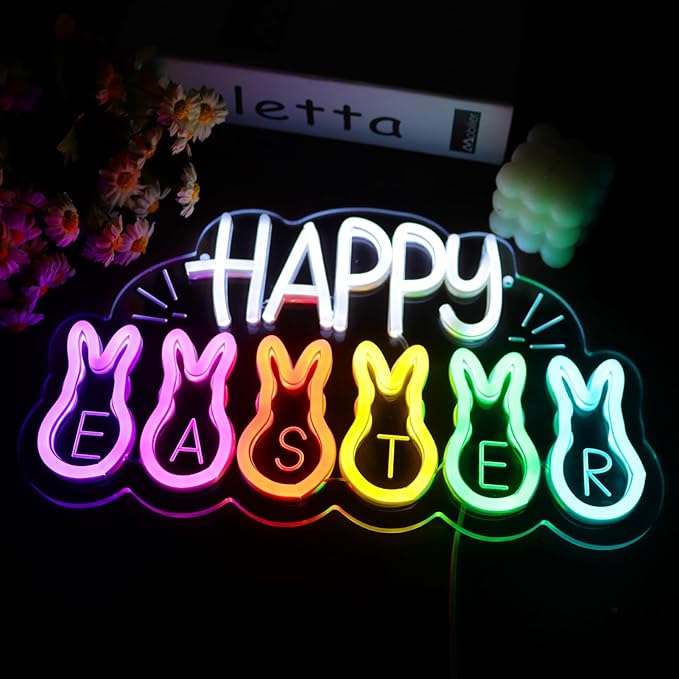 Brighten Your Easter with Joy! – Warm LED Neon Lights for Home, Wall & Party Decor – Perfect for Easter Egg Hunt, Basket Stuffer Hoppy Spring Celebration & Festive Atmosphere