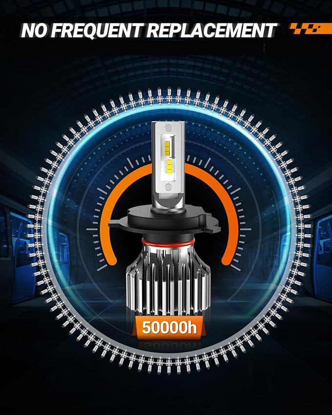 SEALIGHT H4/9003/HB2 Bulb, 30000LM 6500K White Light, 1:1 Design with 13000RPM Cooling Fan, IP67 Waterproof 60000+ Hours Lifspan Plug and Play, 2 Pack