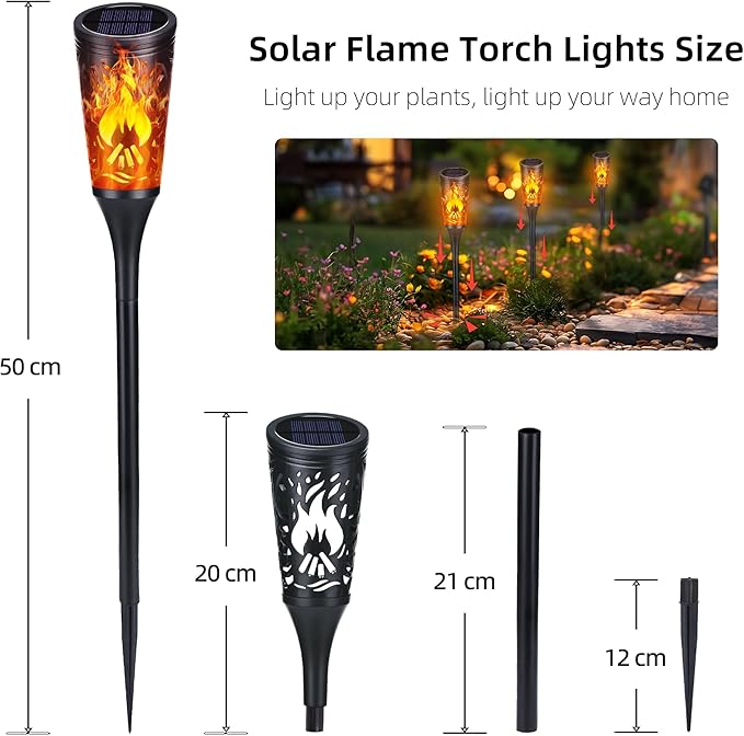 Toodour Solar Lights Outdoor, 6 Pack Solar Torch Lights with Flickering Flame, IP65 Waterproof Yard Lights Landscape Decoration Lighting for Outside Garden Lawn Pathway Patio Decorations