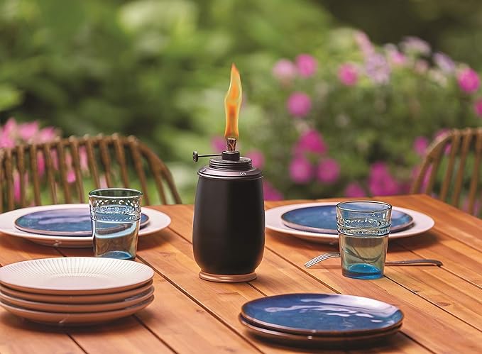 TIKI Kokomo 65" Metal Torch with Adjustable Flame – Black Decorative Outdoor Lighting for Backyard, Lawn, Patio & Garden | Includes Long-Lasting Wick & Snuffer | Weather-Resistant Design