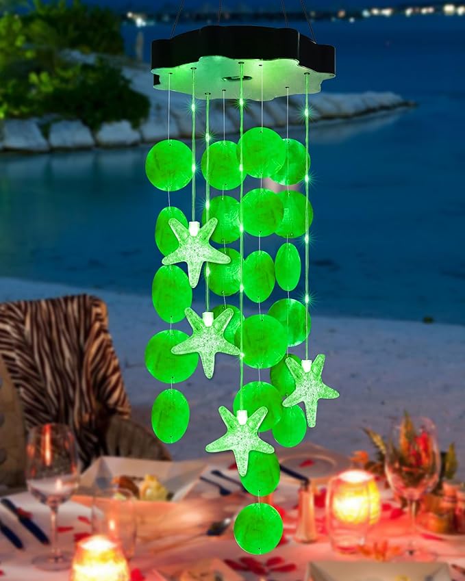 Toodour Solar Wind Chimes for Outside, Shells Light Gifts for Mom Grandma Women Wife Girls, Waterproof St Patricks Day Decorations Solar Lights for Holiday Garden Porch Yard Outdoor Decor (Green)