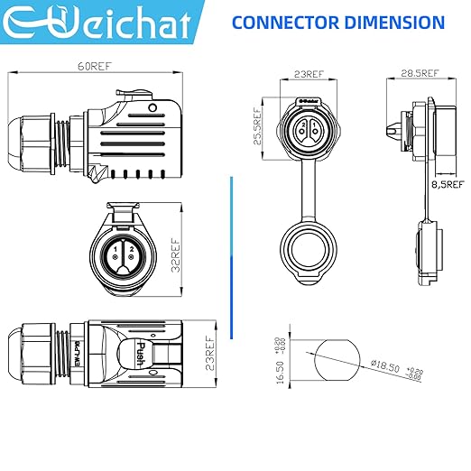 EW-LP16 Industrial Waterproof Connector IP68 Quickly Plugging Aviation Connector PBT Plastic Shell Circular Connector Fast Release Electrical Connector M16 2-9 Pin Thread Socket (8 Pin)