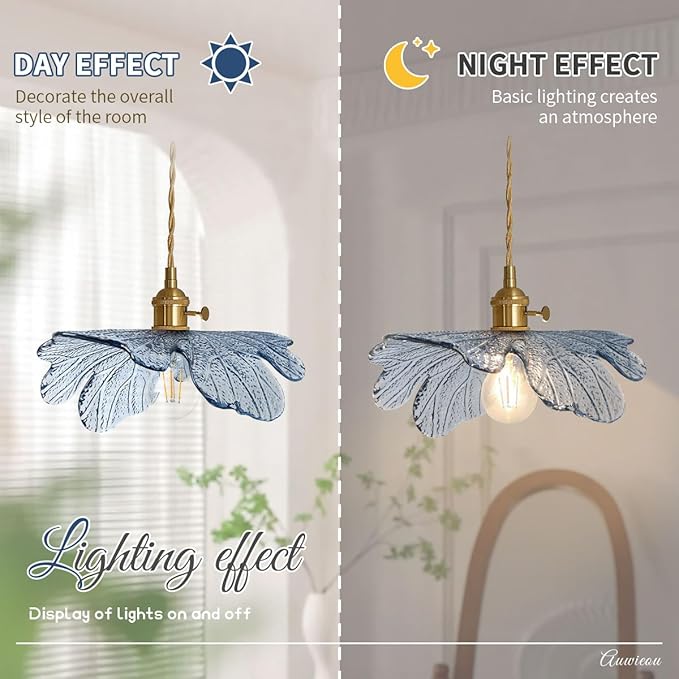 Vintage Pendant Light 2 Pack Glass Pendant Light Brass Pendant Light fixtures Kitchen Island Lighting with Blue Glass Shade Mid Century Modern Ceiling Hanging lamp for Dining Room Bedroom