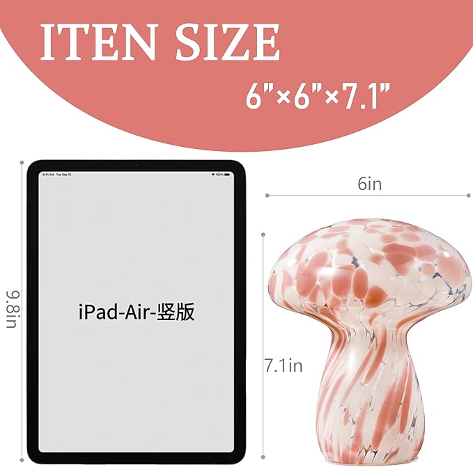 Mushroom Lamp Bedside Table Lamp, 7.0 inches, Semi Transparent Glass Table Lamp Suitable for Bedrooms, Living Rooms, Dining Rooms, Modern Style Aesthetic Cute Home Decoration (Light Purple)