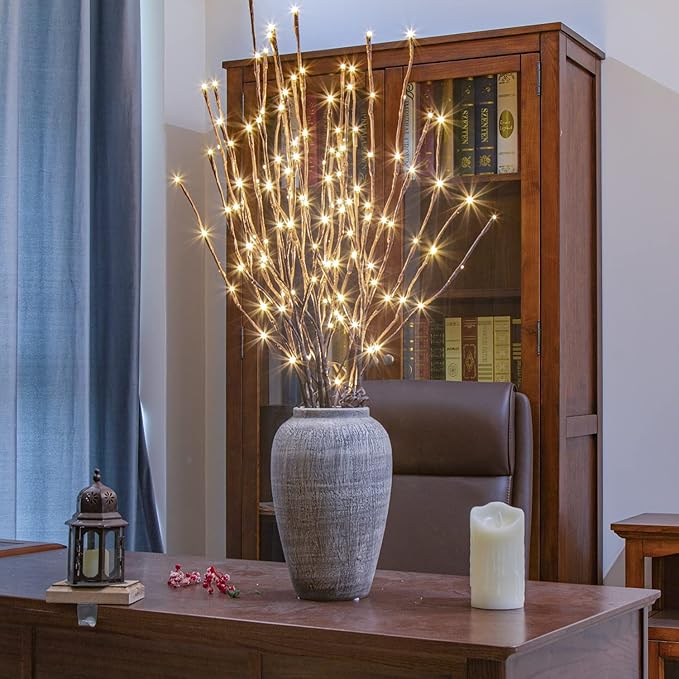 PEIDUO Lighted Willow Branches 30Inch 120 LED Twig Lights, 6PK Tree Branch Pathway Light for Holiday Xmas Decorations Indoor Outdoor Stake Lights