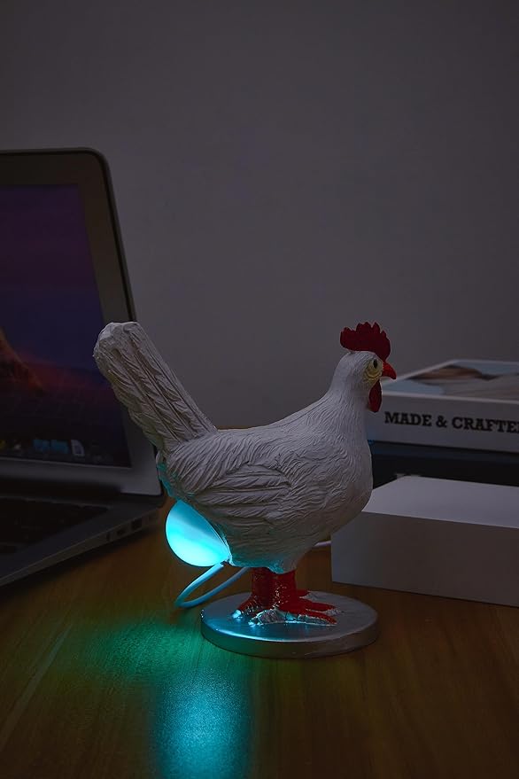 Upgraded Chicken Egg Lamp, Chicken Lamp, 16 Colors Change with Remote Control, 3D Resin Chicken Night Light with USB, Color Gift Box, Easter Birthday Gift for Friends (F)