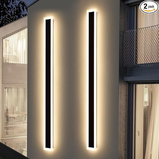 Mikeru Upgraded Widened 2pack 71inch Outdoor Wall Light Fixtures, 3000k Exterior Lighting Fixtures Ip65 Waterproof Rust Long LED Wall Light Hardwire Wall Mount Porch Lights for Garage(Width: 5.5inch)